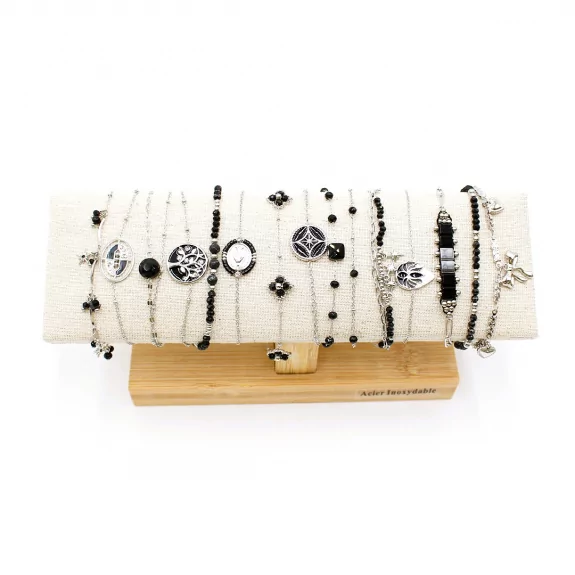 copy of Pack de 12 bracelets acier - argenté noir